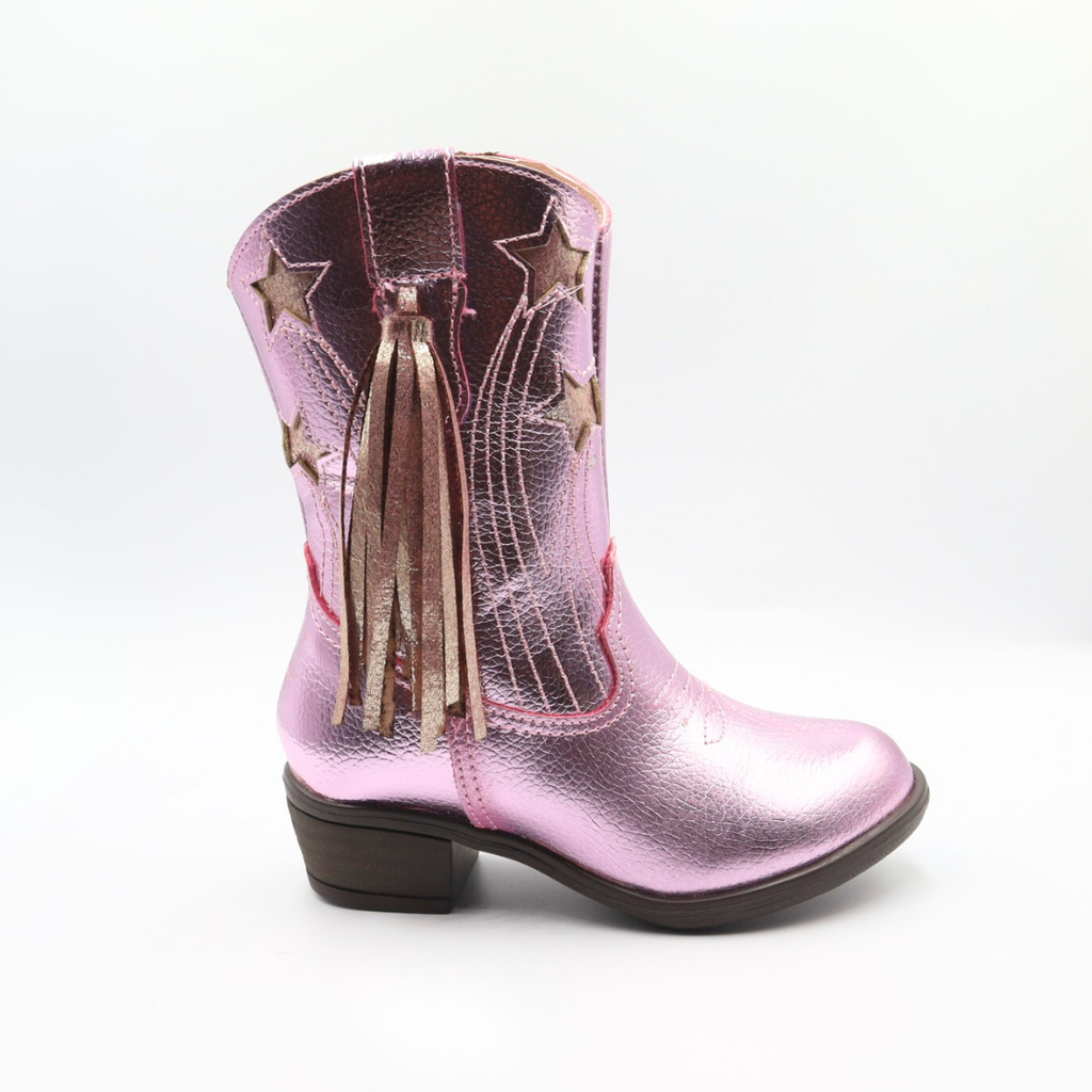 Bota metálica pink para niña - cómoda y resistente | Jakuna
