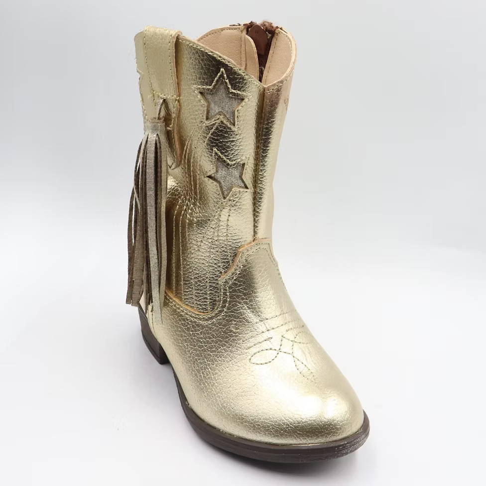Bota metálica oro para niña - cómoda y resistente | Jakuna