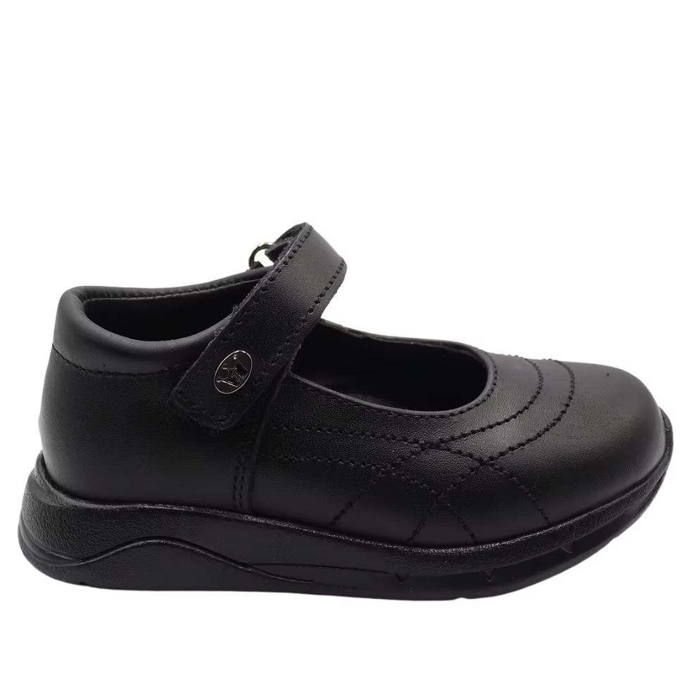 Zapato escolar negro para niña con correa - cómodo y resistente