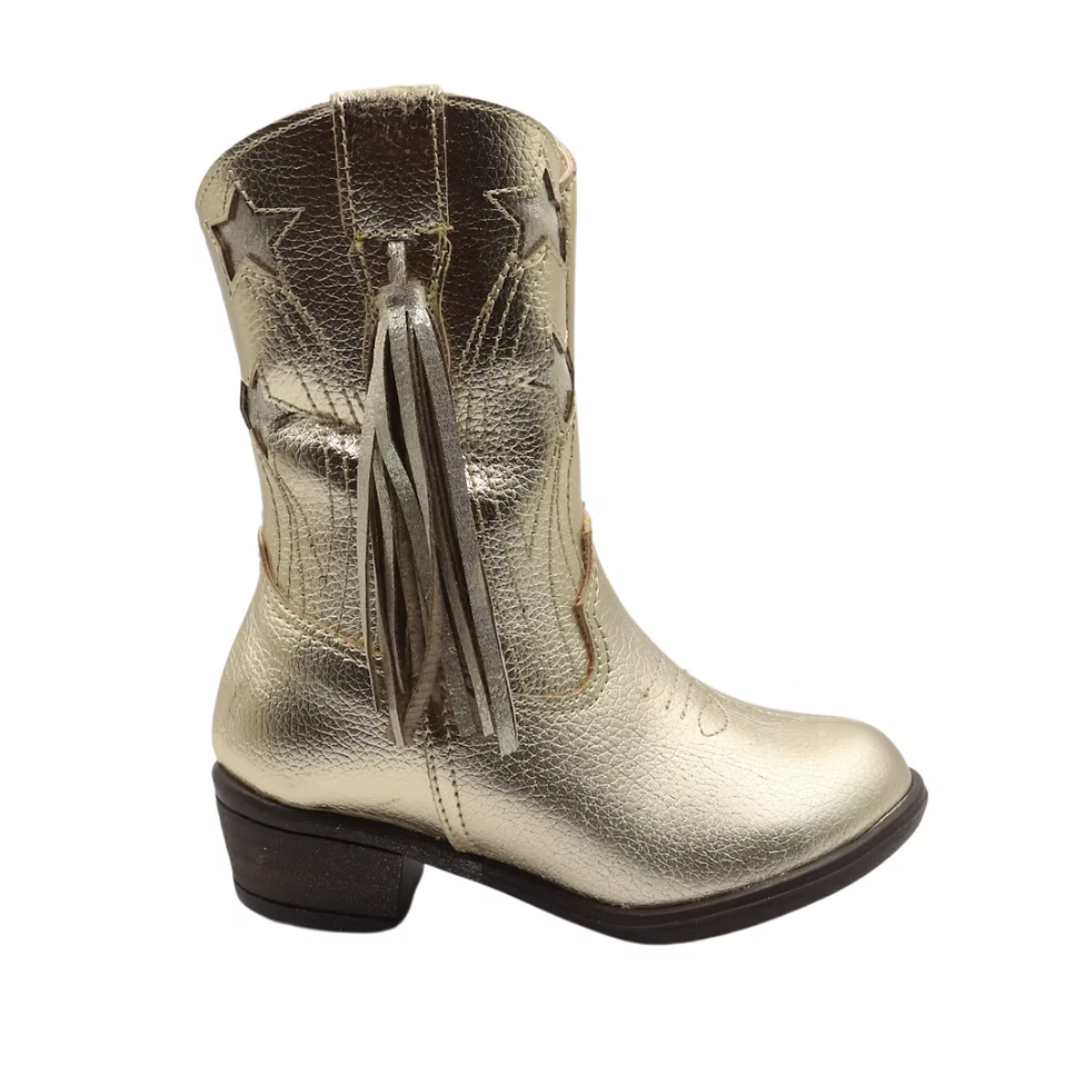 Bota metálica oro para niña - cómoda y resistente | Jakuna