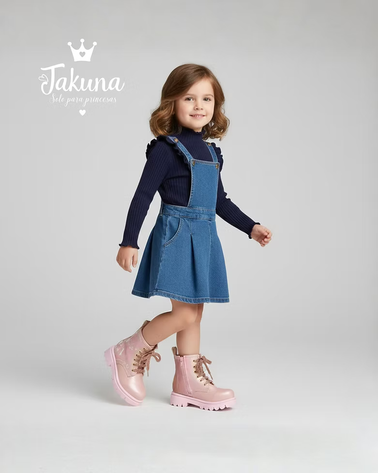 Bota urbana rosa para niña - cómoda y resistente | Jakuna