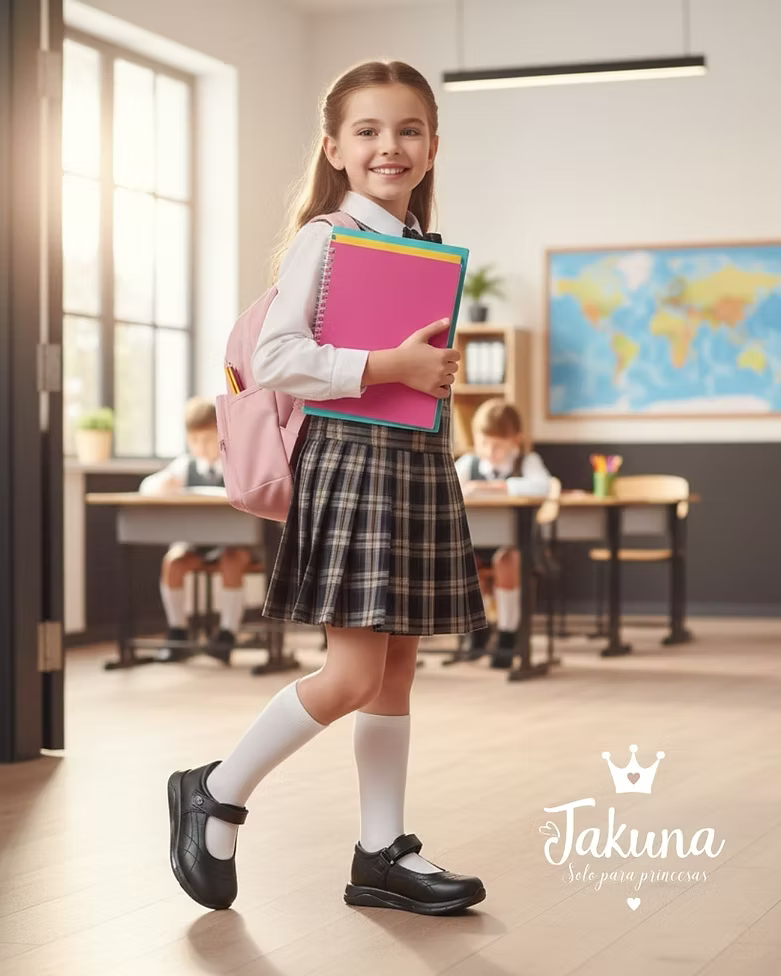 Zapato escolar negro para niña con correa - cómodo y resistente
