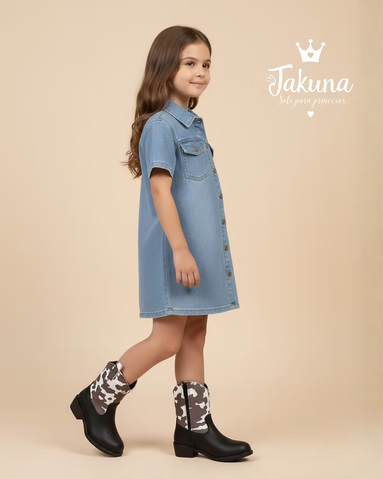 Bota vaquera negra para niña - cómoda y resistente | Jakuna