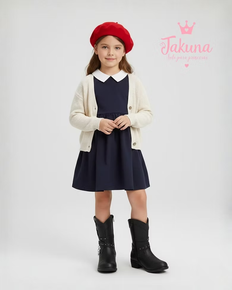 Bota negra con estrella para niña - cómoda y resistente | Jakuna