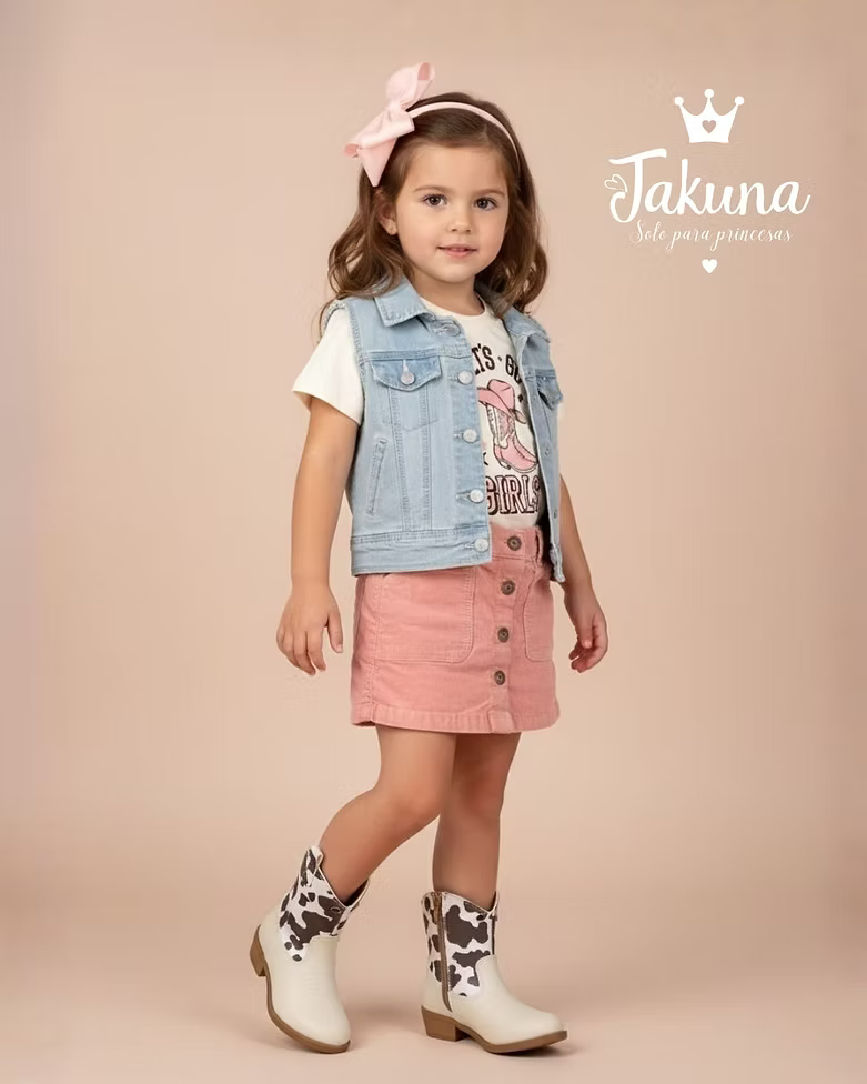 Bota vaquera latte para niña - cómoda y resistente | Jakuna