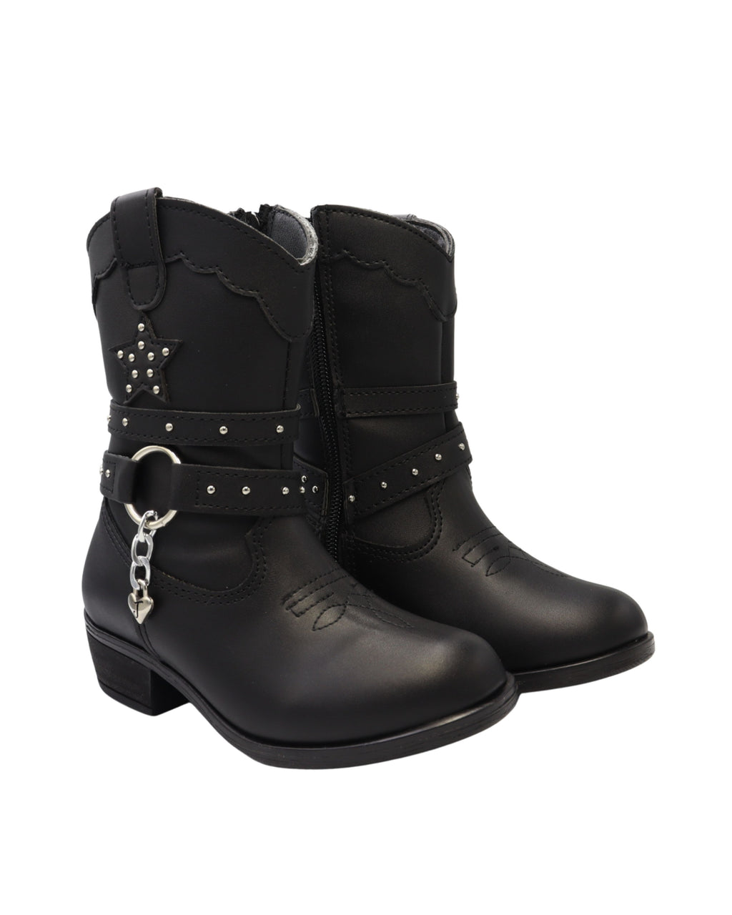 Bota negra con estrella para niña - cómoda y resistente | Jakuna