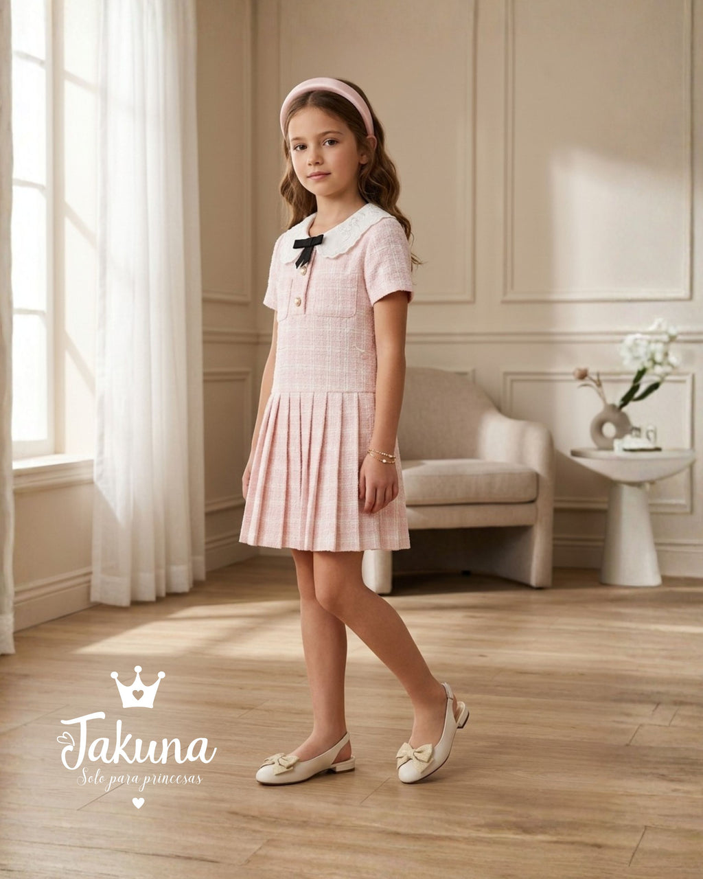 Balerina blanca perla con moño para niña - cómoda y elegante | Jakuna