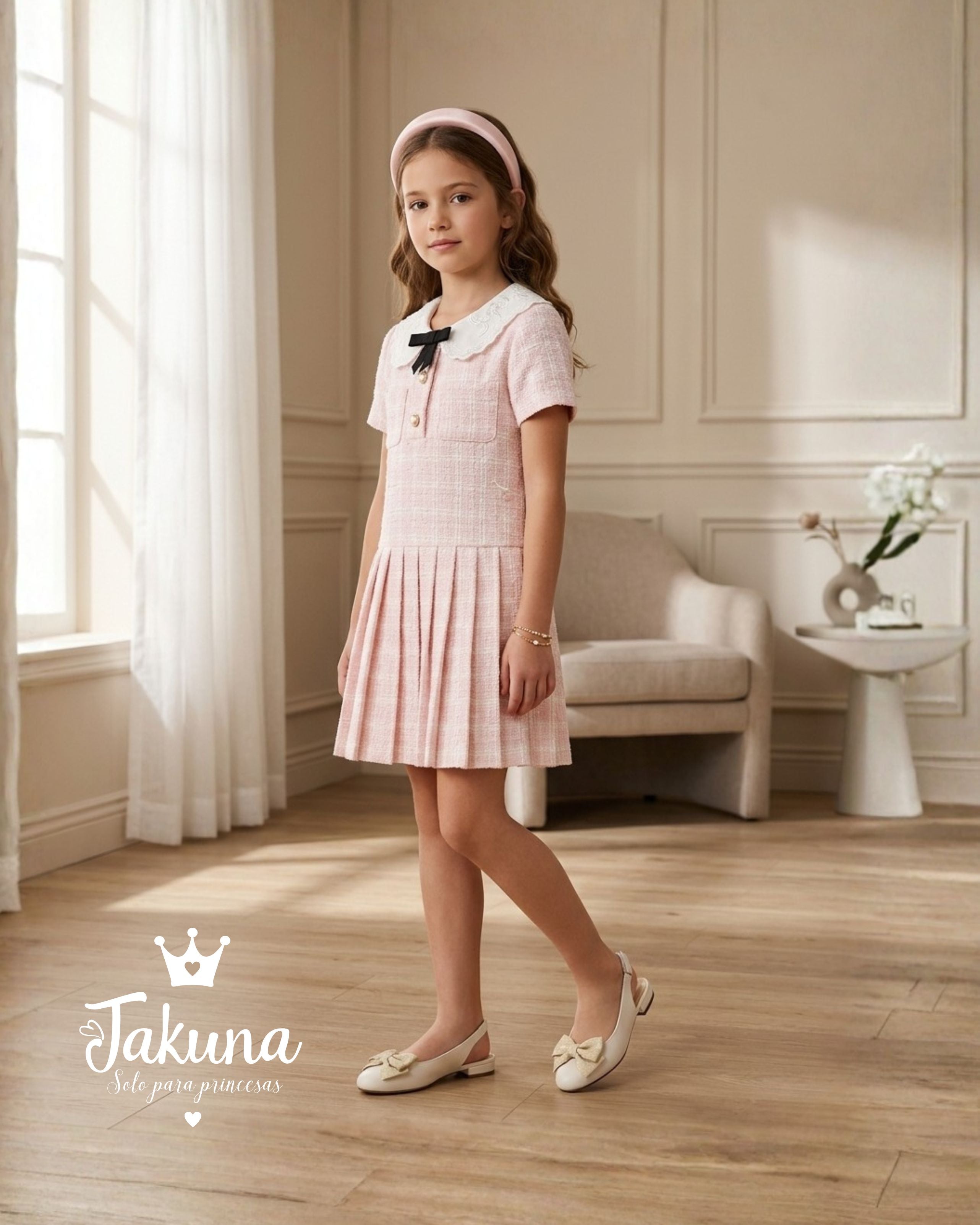 Balerina blanca perla con moño para niña - cómoda y elegante | Jakuna