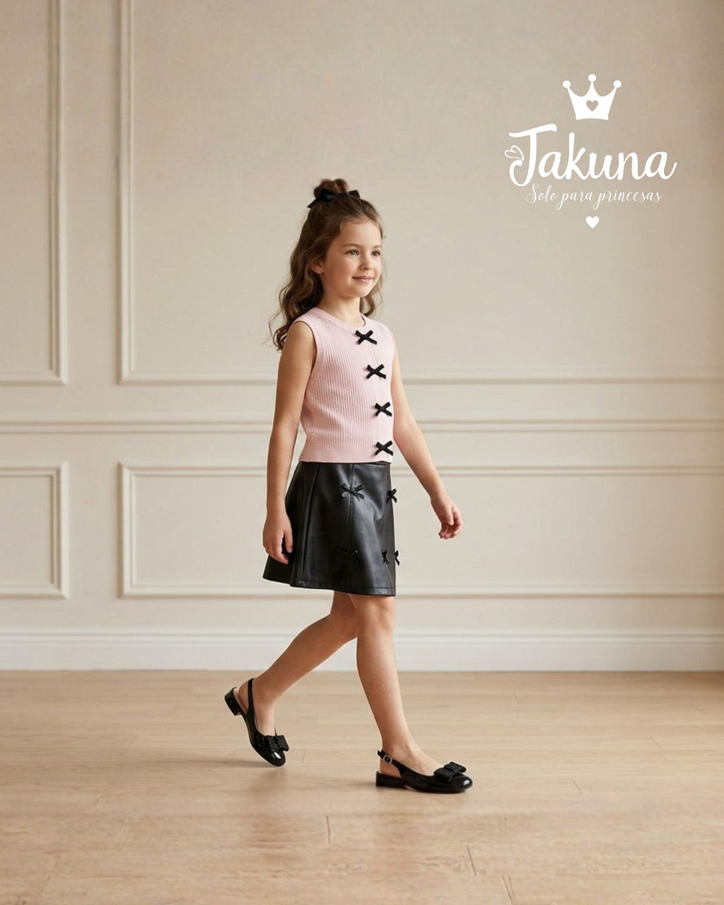 Balerina negra con moño para niña - cómoda y elegante | Jakuna