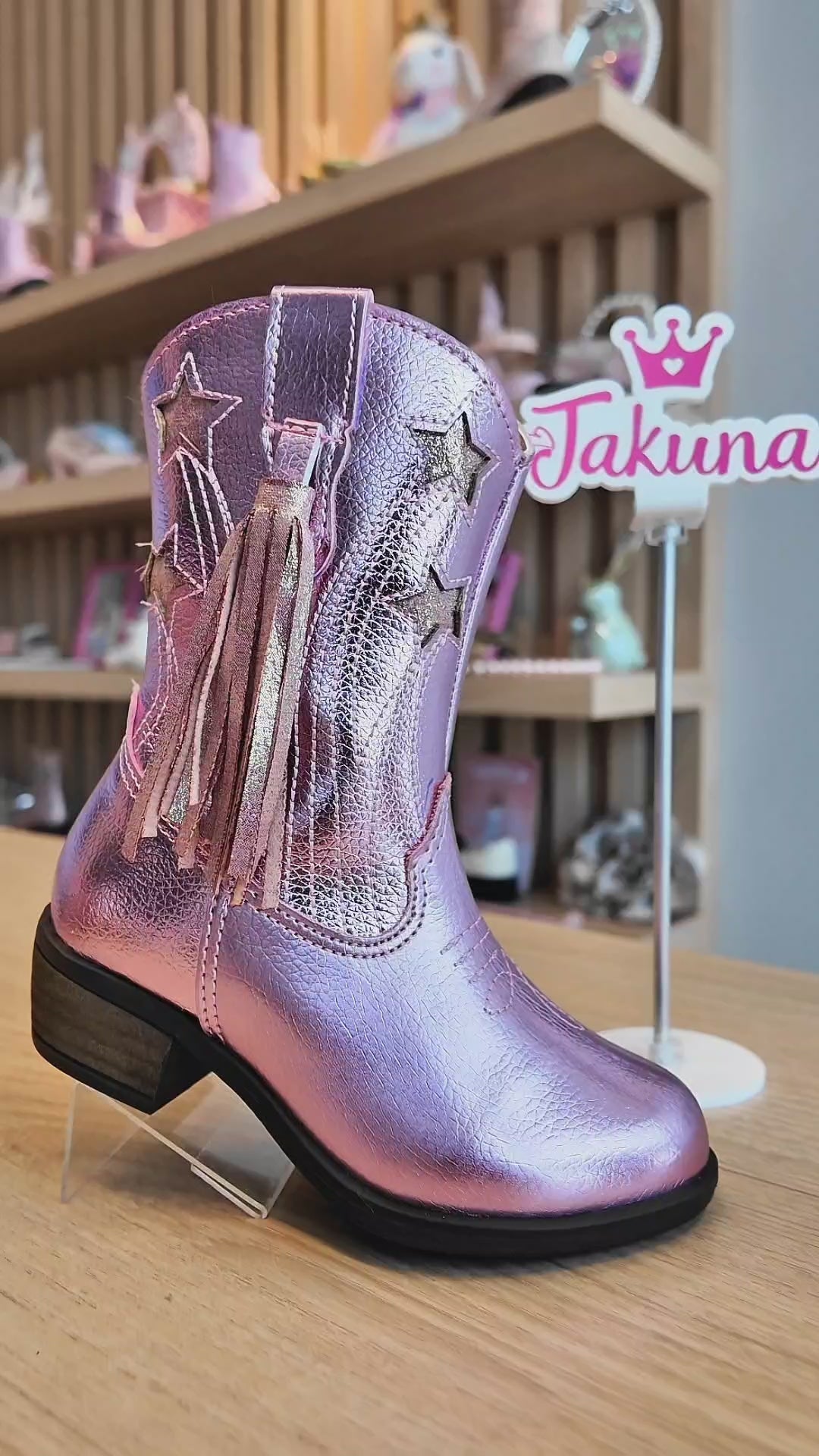 Bota metálica pink para niña - cómoda y resistente | Jakuna